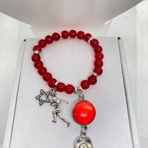 Red Beaded Bracelet with Charms
